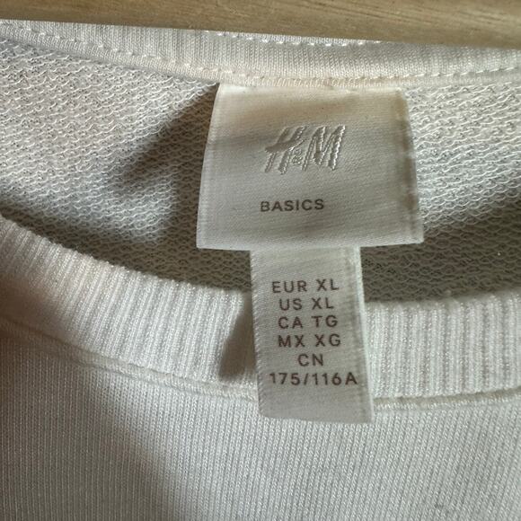 H&M Basics Cream White Tunic Cap Sleeve Top Sweatshirt Sweater XL Women's - Picture 7 of 9